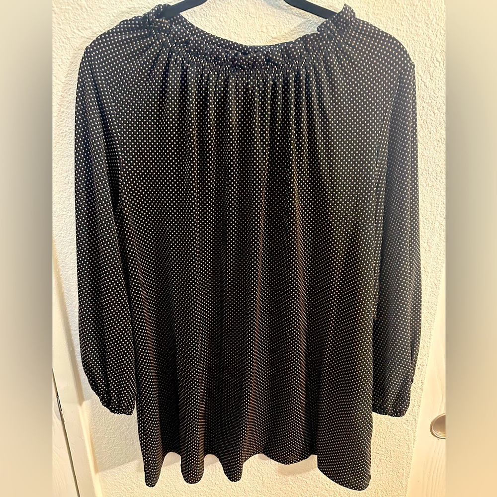 Adrianna Papell Black Ruched 3/4 Sleeve Blouse